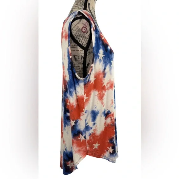 Cato Patriotic American Flag Tie-Dye Tank Top Star Print Large L - Picture 5 of 9